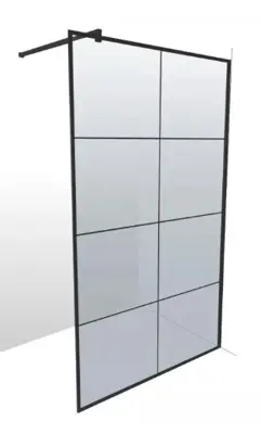 MacNeil Everest Wall Mounted Shower Screen 8 Panel Matt Black 1200 x 2000mm