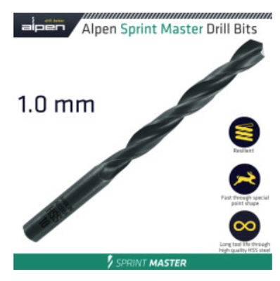 Alpen HSS Sprint Master Drill Bit 1mm