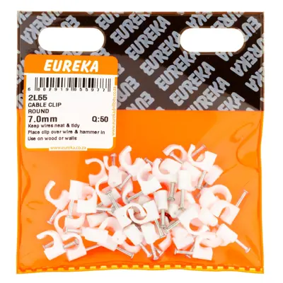 Eureka Cable Clip Round White 7mm (50 Pack)