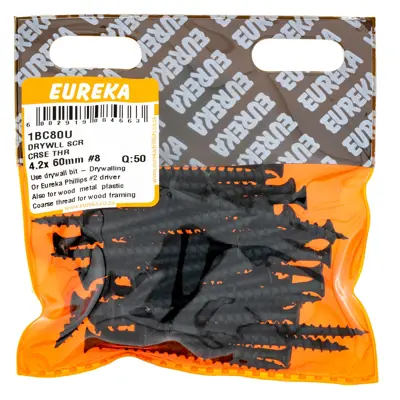 Eureka Drywall Screw Phillips Drive Coarse Thread 4.2 x 60mm #8 (50 Pack)