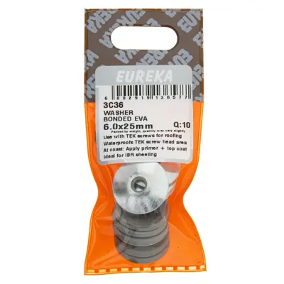 Eureka Washer Bonded EVA 6 x 25mm (10 Pack)