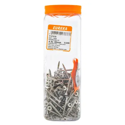 Eureka Cut-Screw Square Drive Smooth Shank T17 Cut Point Stainless Steel 4.5 x 40mm (220 Pack)